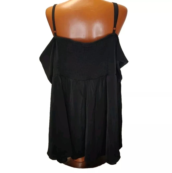 Torrid Peplum Cami Top Woman Plus 5X Summer Whimisgoth Black Satin Smocked NWT - Picture 5 of 10